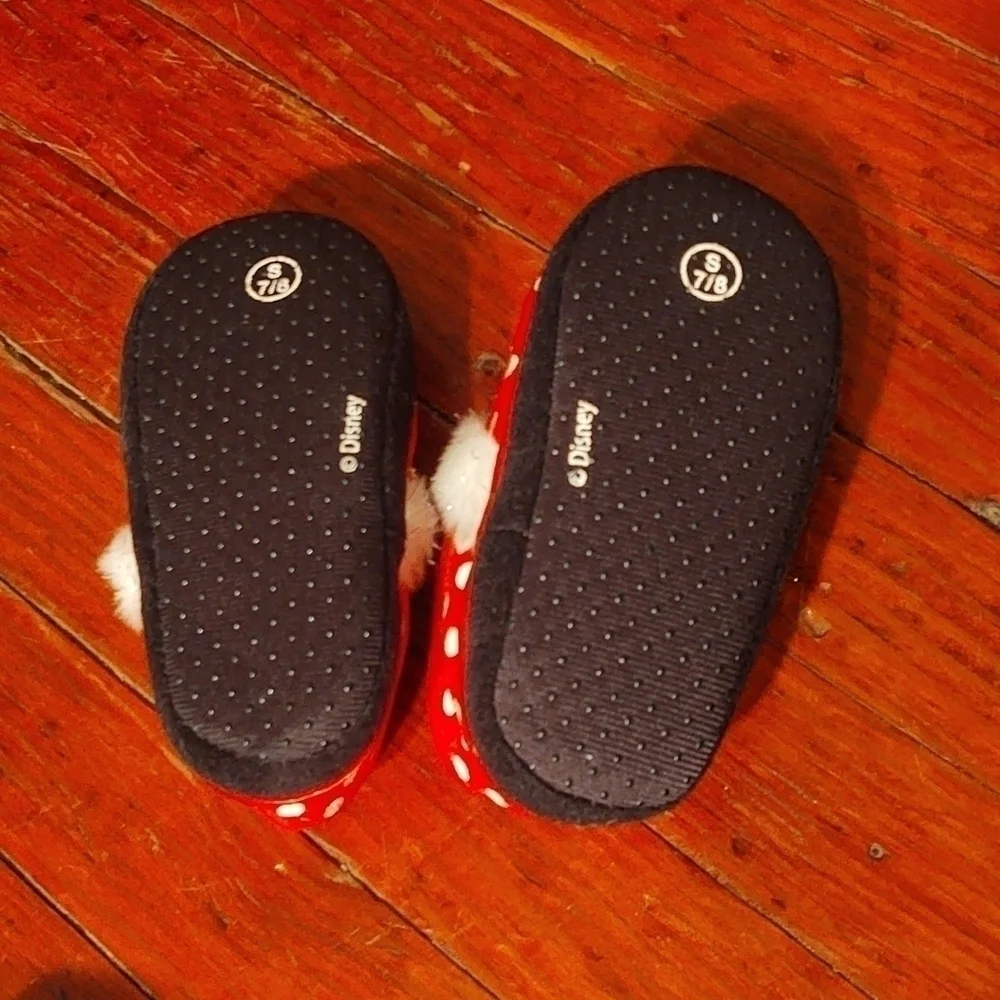 Disney Minnie Mouse Polka Dot Slippers Sz Kids S (7/8)